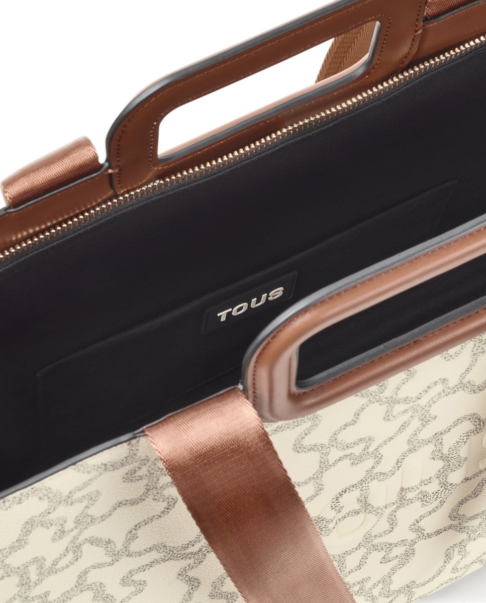 Mala Shopper Grande Estampada com Alça Dupla - Bege Bege-3