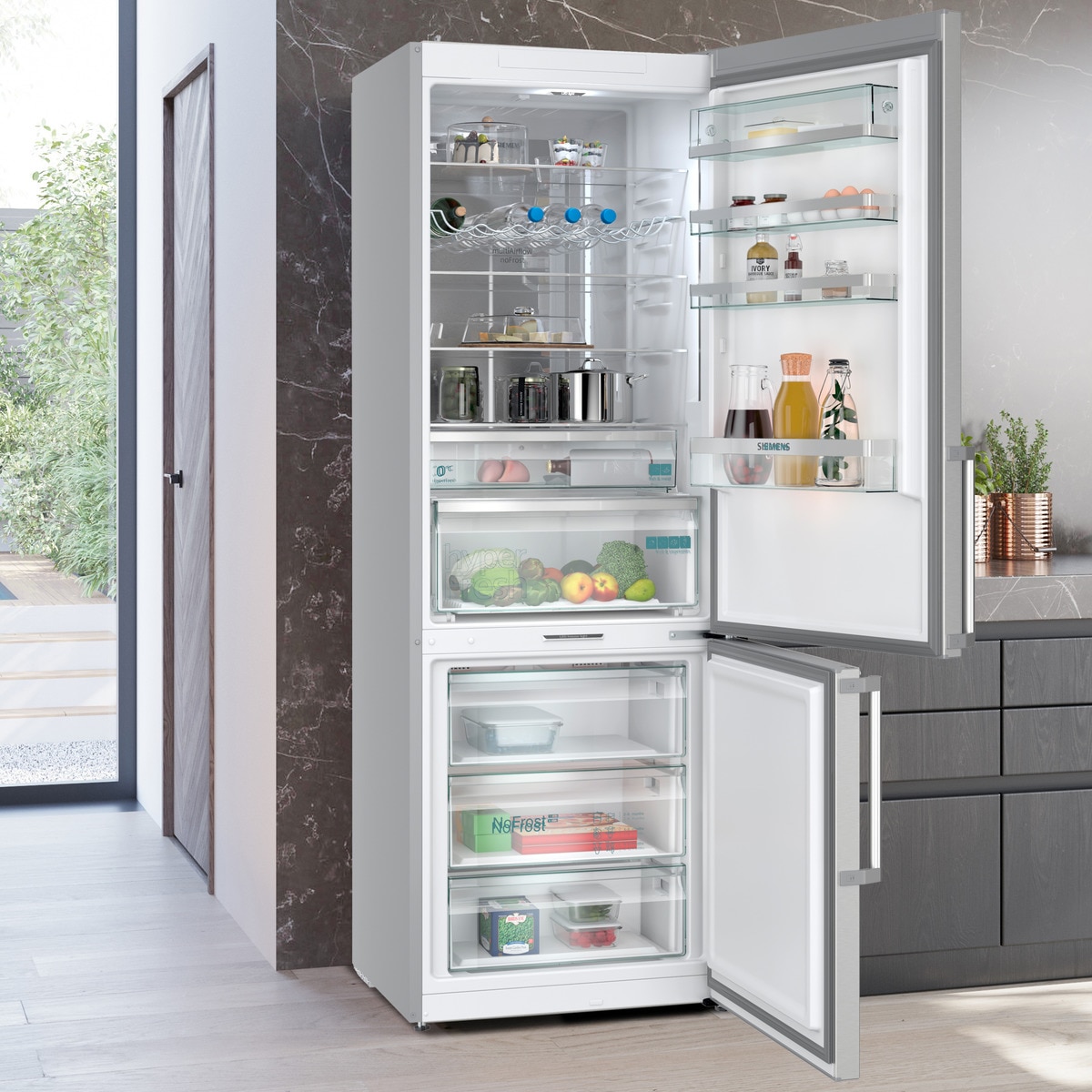Frigorífico Combinado Siemens iQ500 KG49NAICT No Frost com HyperFresh e de 203 cm - Inox-easyclean Aço inoxidável-13