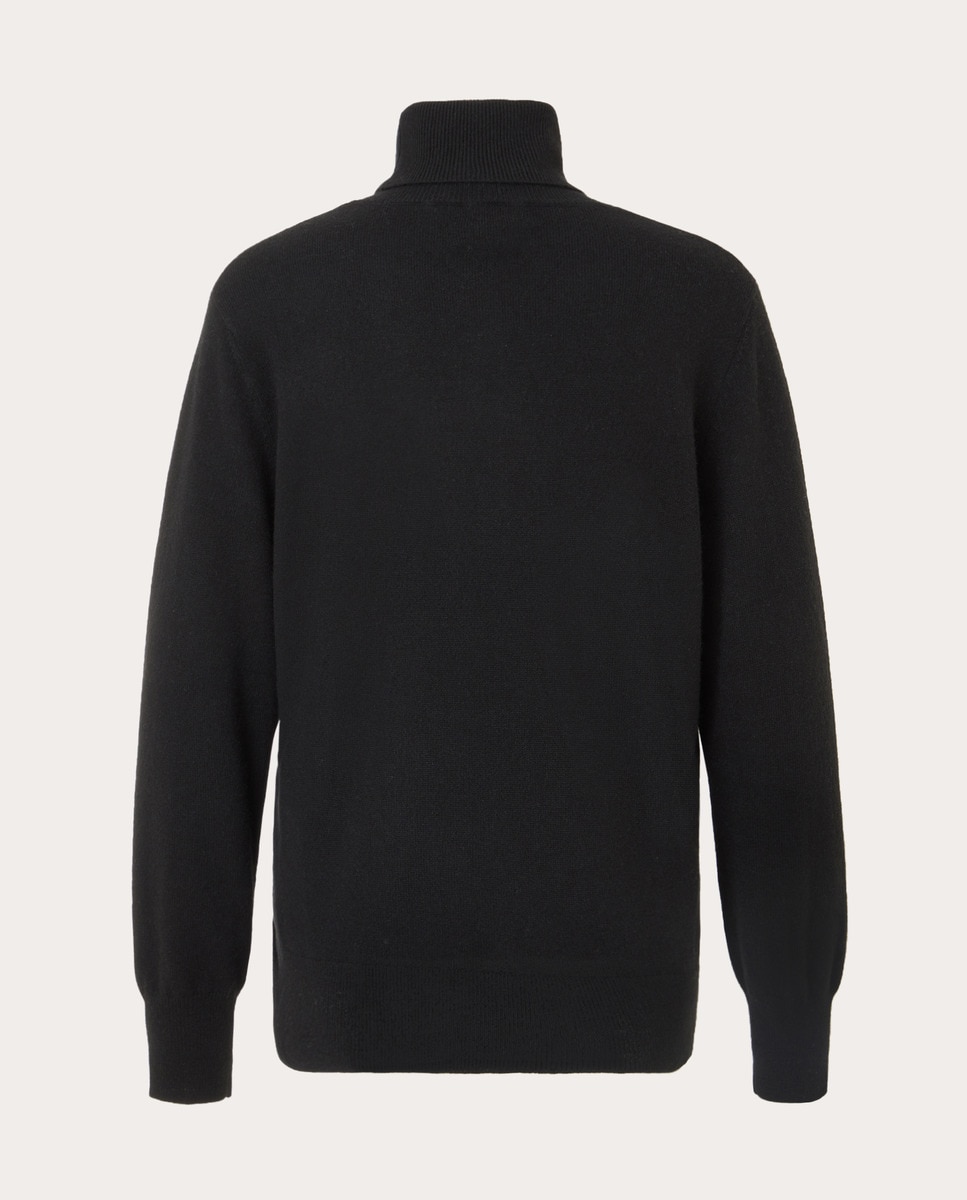 Camisola de Malha de Caxemira Preto-2