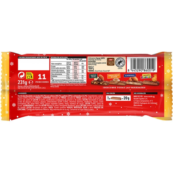 Schokoladen-Turrón gefüllt mit Dinosaurus-Keks Tafel 231 g