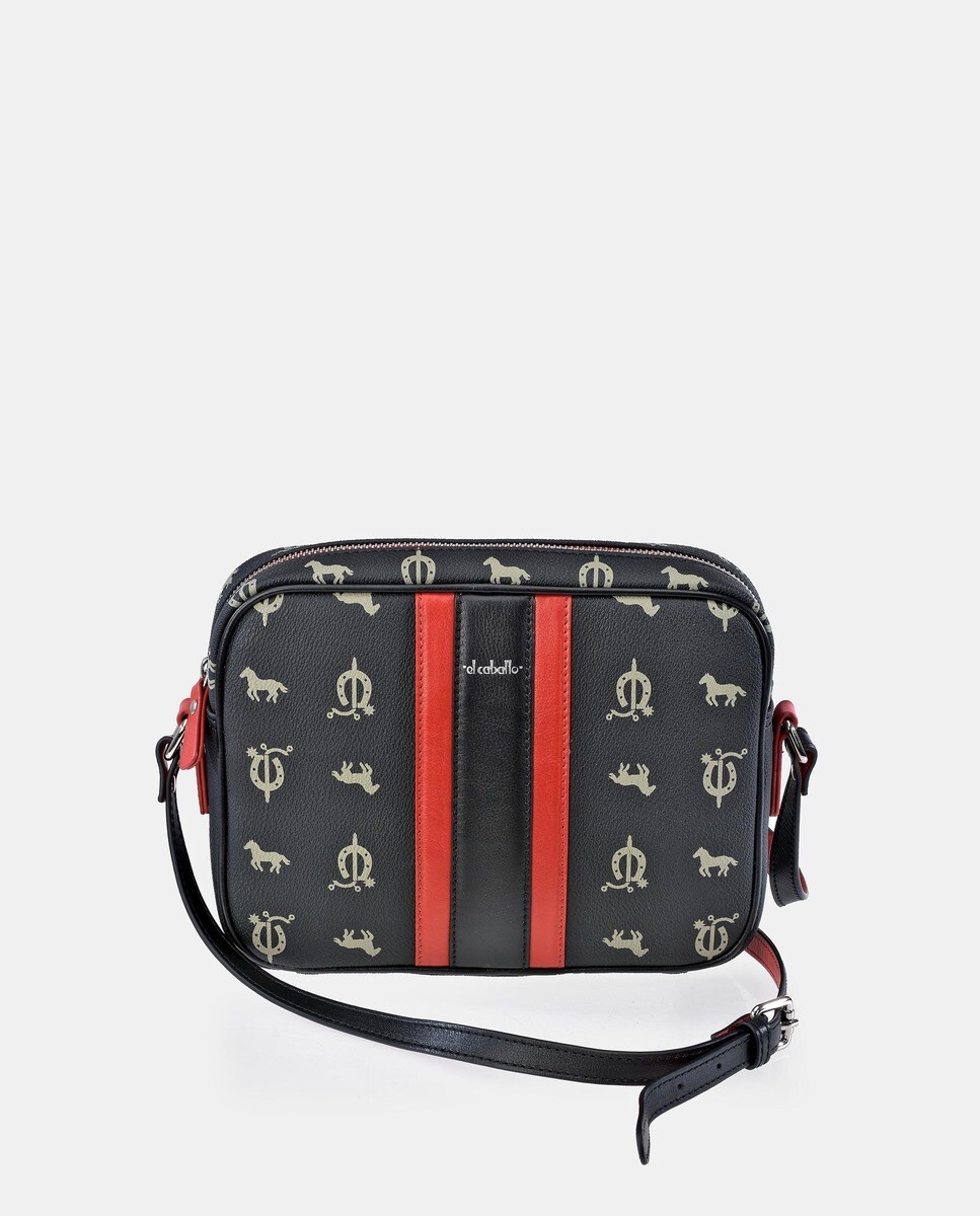 Sac à bandoulière moyen en toile avec logos et détails