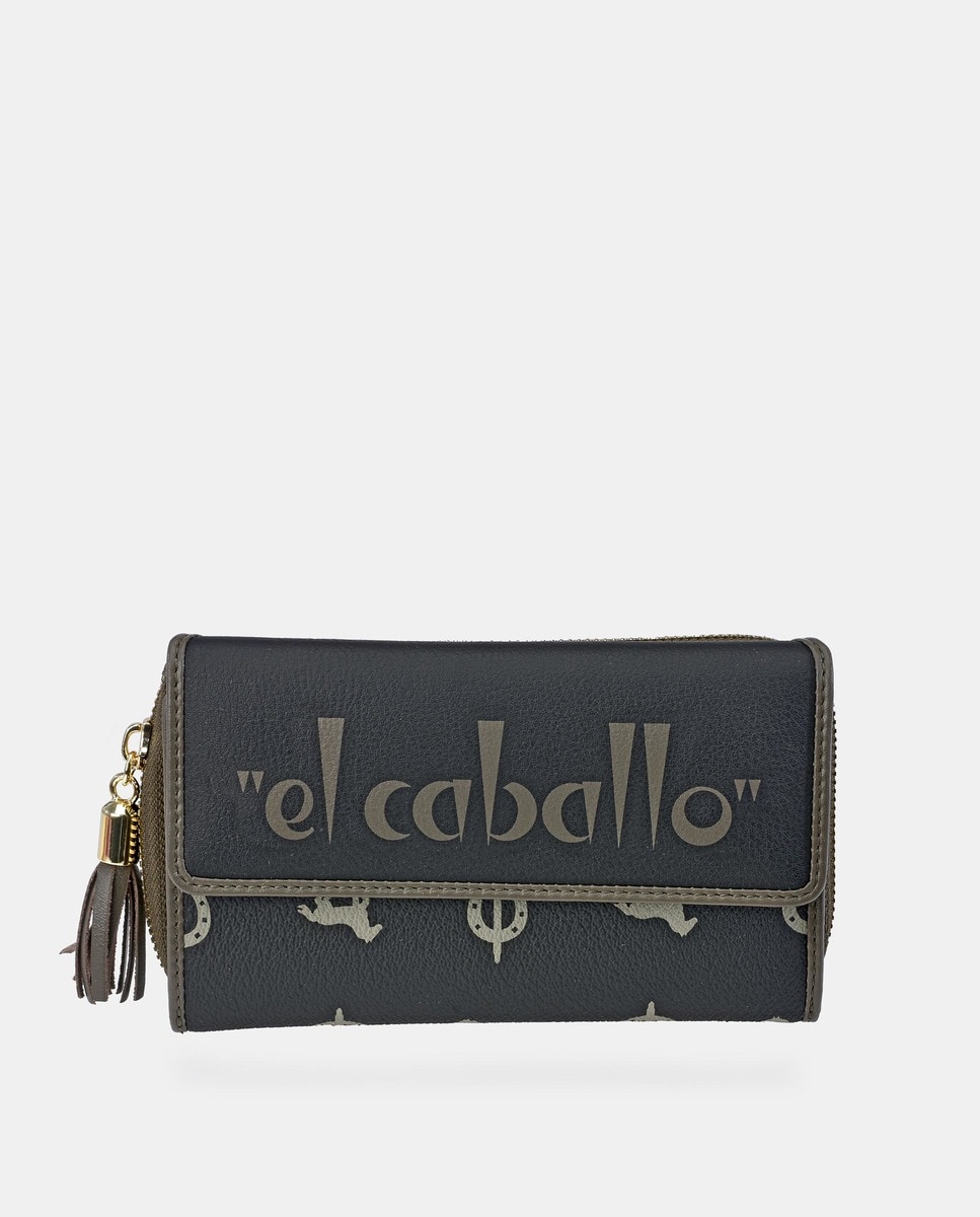 Pochette moyenne en toile et cuir à détails