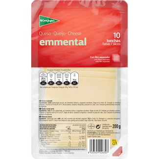 queso emmental de vaca elaborado  con leche pasteurizada en lonchas envase 200 g - El Corte Ingles