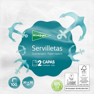 servilletas blancas 2 capas 30x30 cm paquete 100 unidades - El Corte Ingles
