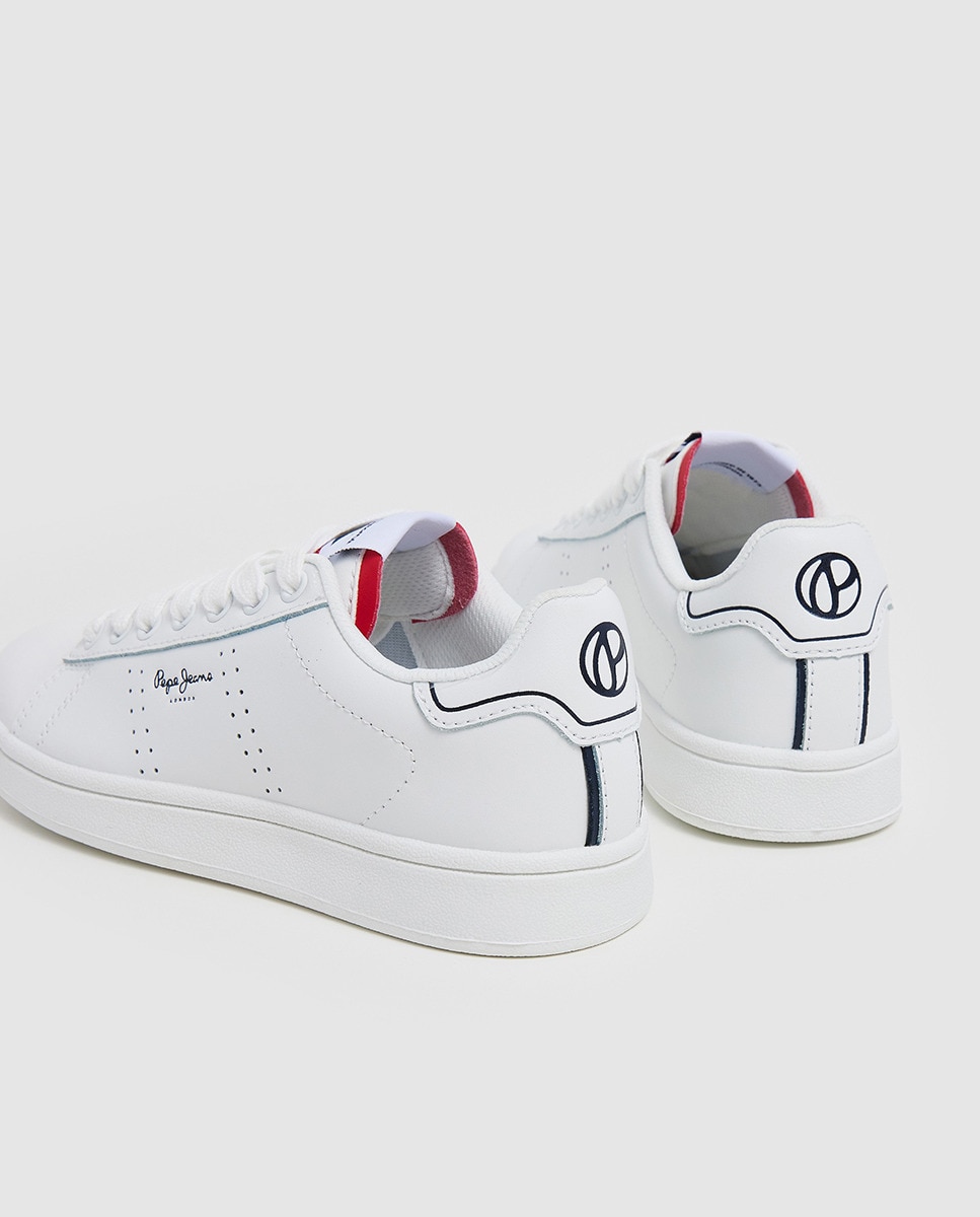 Sapatilhas Baixas Player Basics em Pele Branco-4