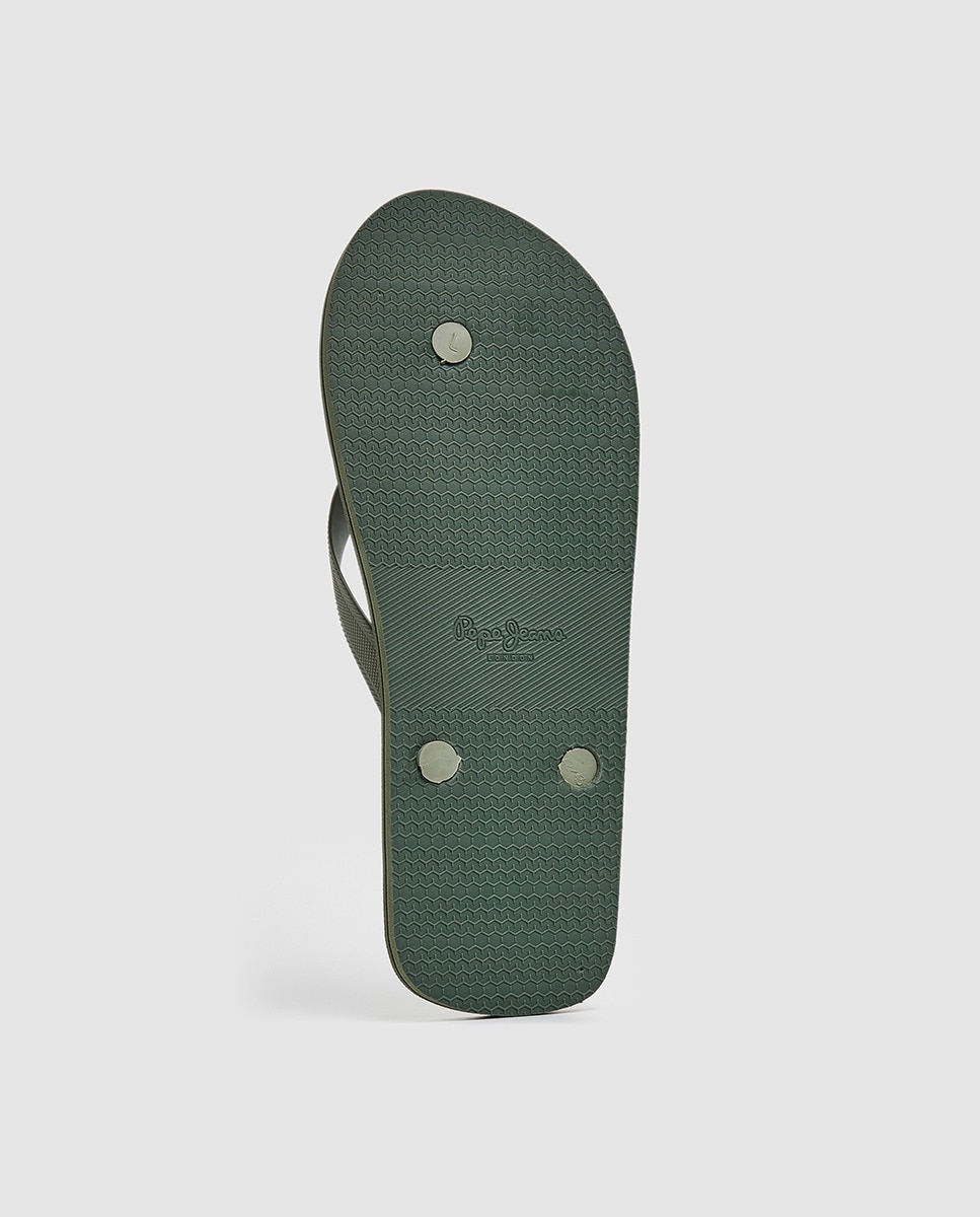 Chinelos Bay Beach com Tira de Dedo Logotipada Caqui-6