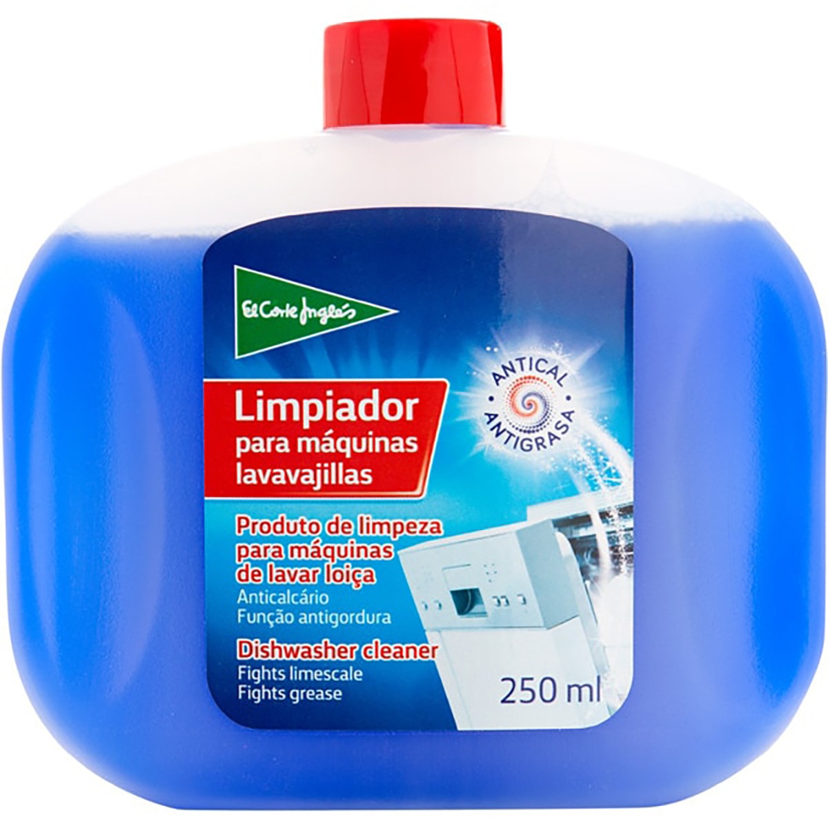 limpia máquinas de lavavajillas antical y antigrasa botella 250 ml