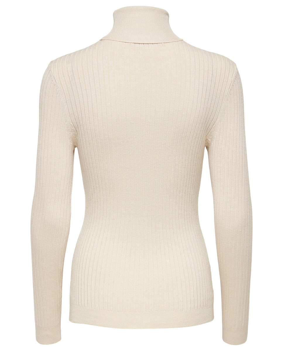 Camisola de malha com gola alta e canelado Branco-gelo-6