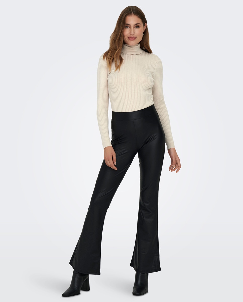 Camisola de malha com gola alta e canelado Branco-gelo-7