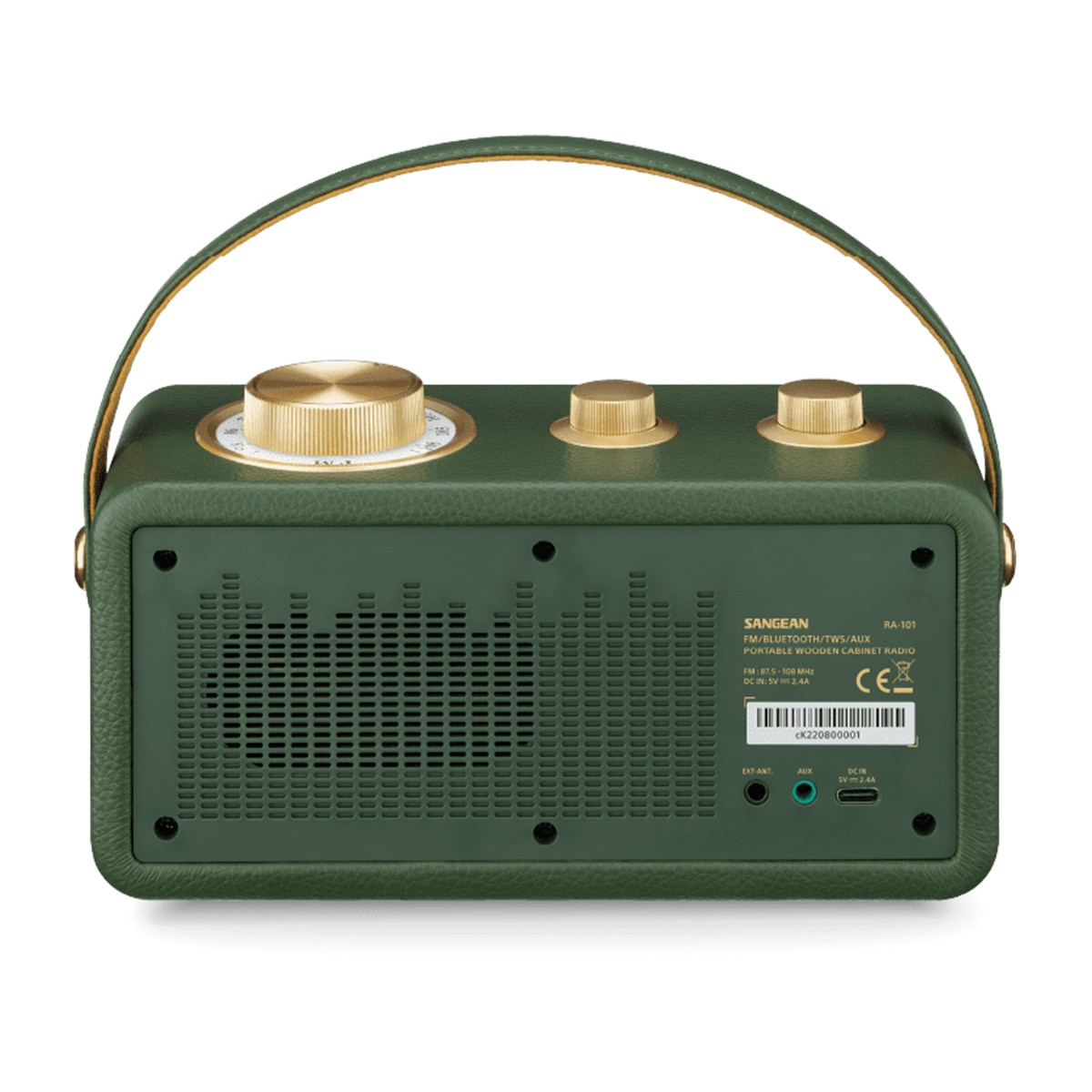 Rádio Portátil Sangean SRA101BG FM, Bluetooth - Verde Verde/Dourado-3
