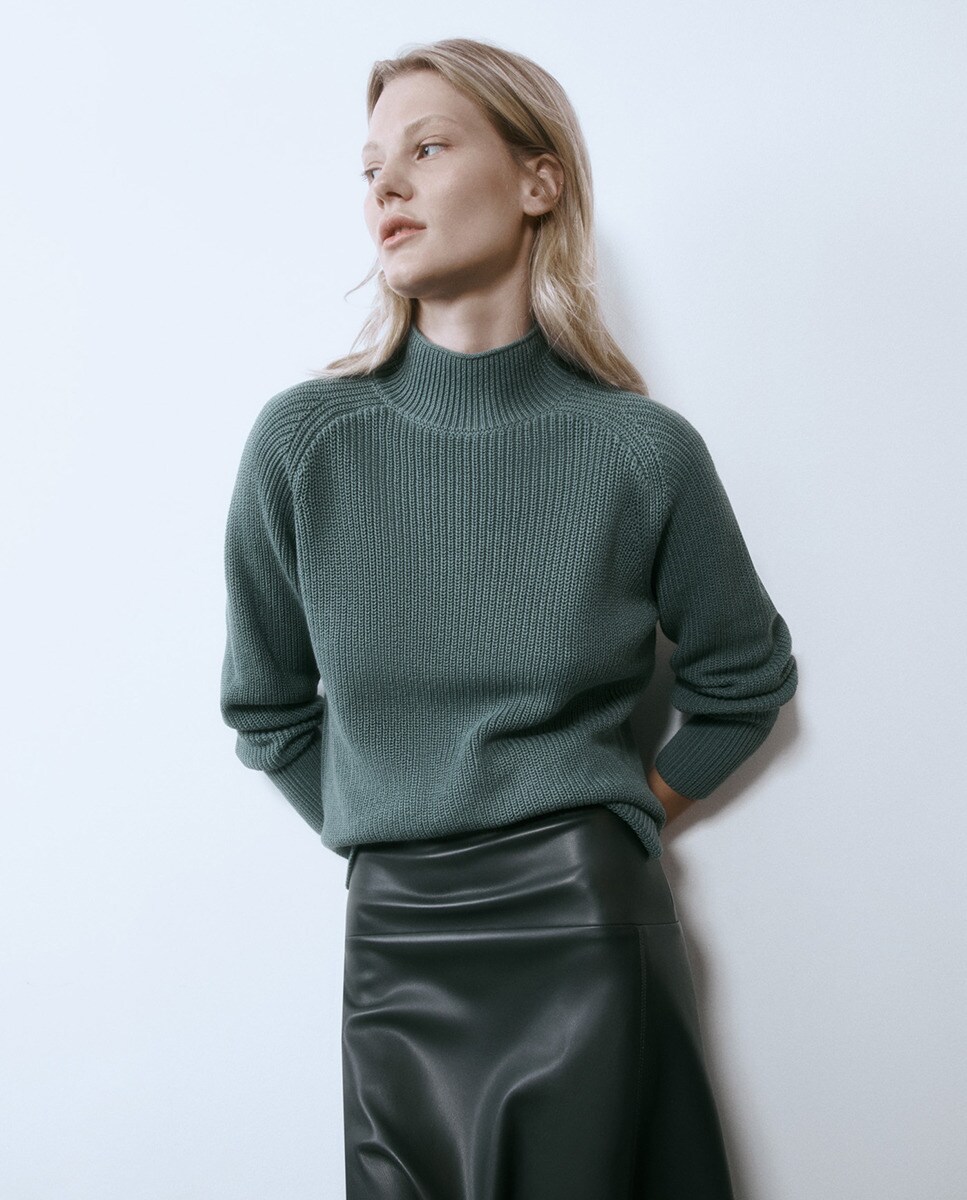 Pull col cheminée maille