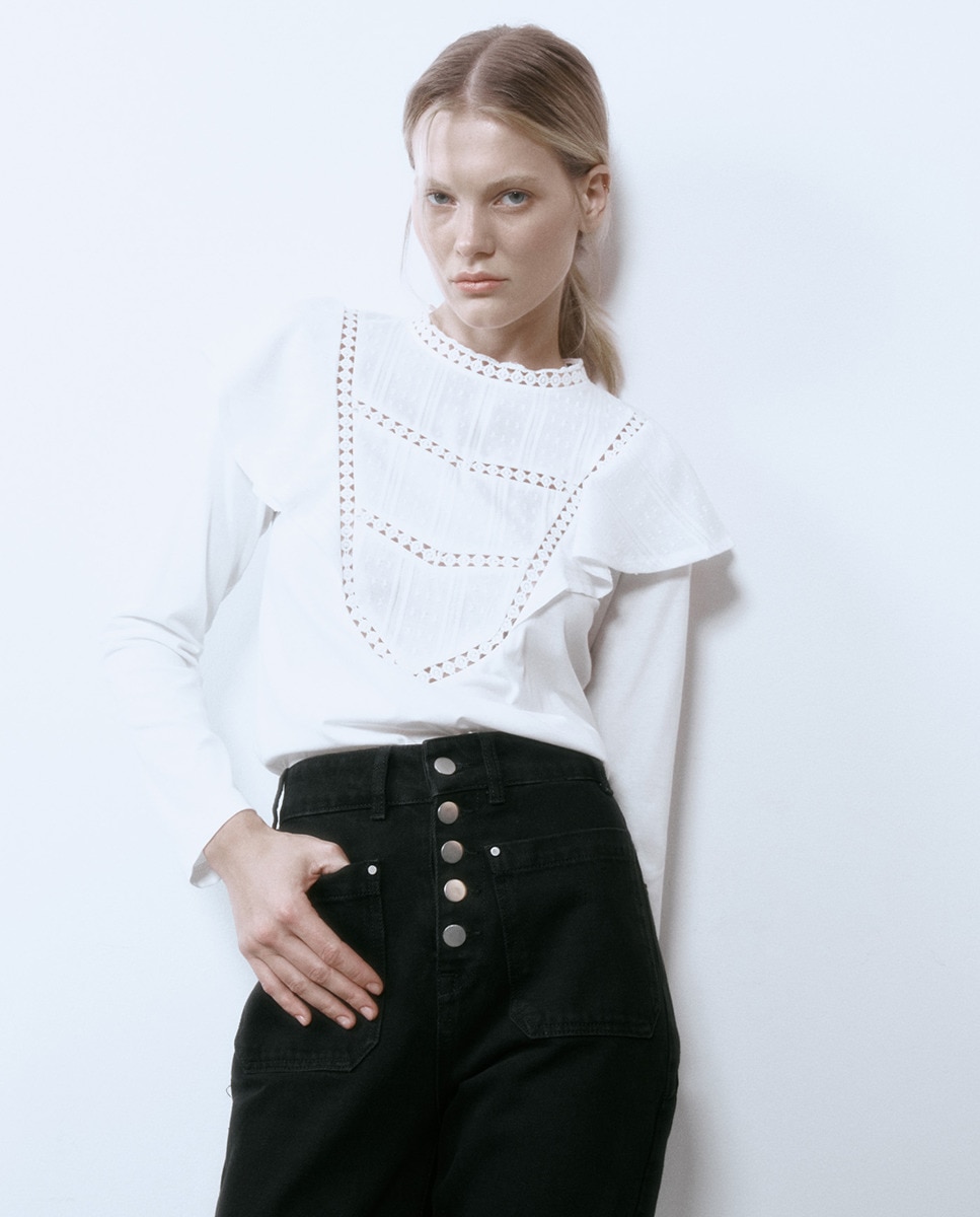 Tshirt volant brodé