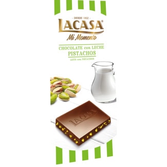 Chocolate de Leite com Pistachos tablete 90 g - Lacasa
