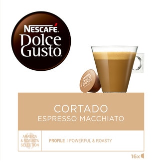 Café Cortado Espresso Macchiato Intensidade 8 embalagem 16 cápsulas - Nescafé Dolce Gusto