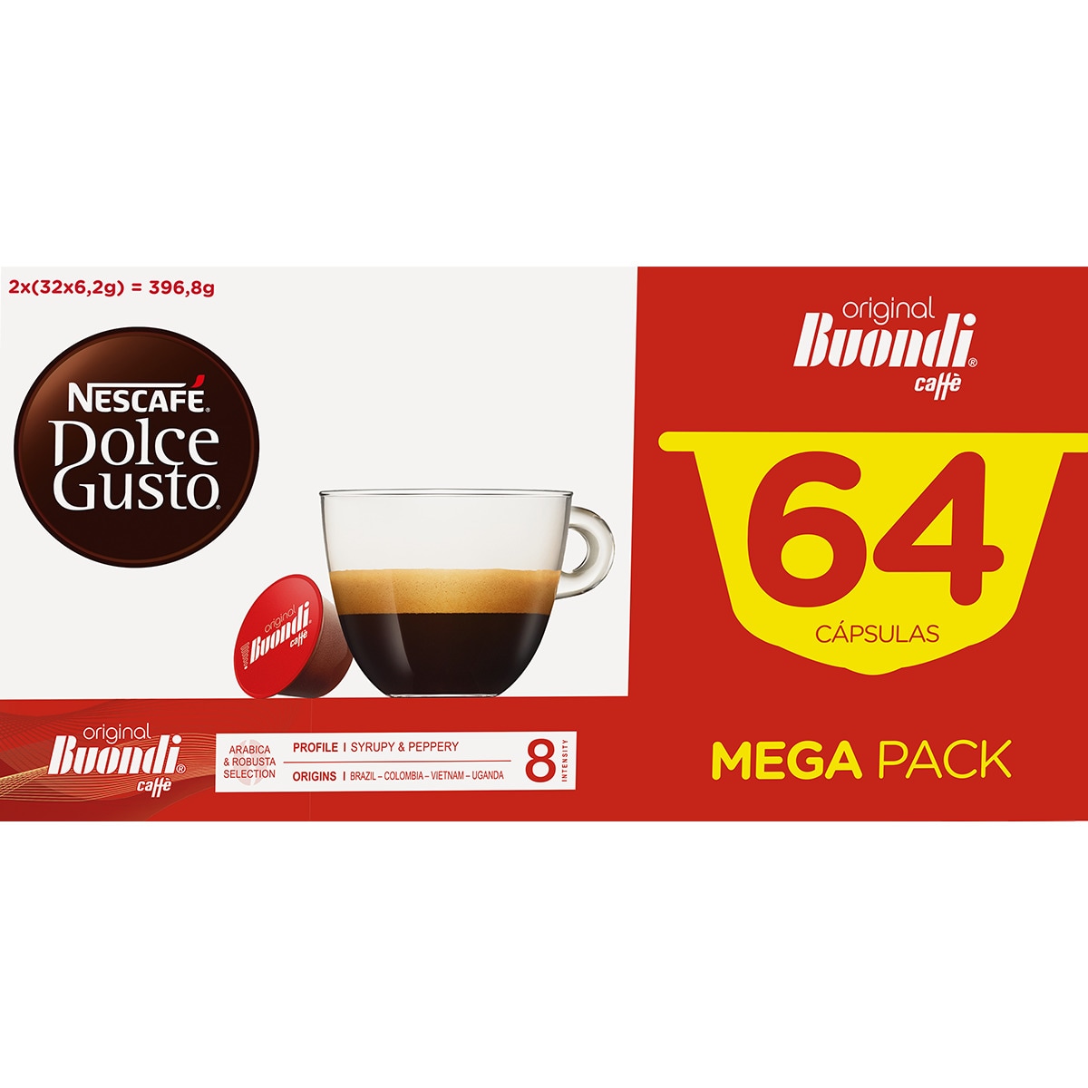 Café Buondi Intensidade 8 Mega Pack embalagem 64 cápsulas