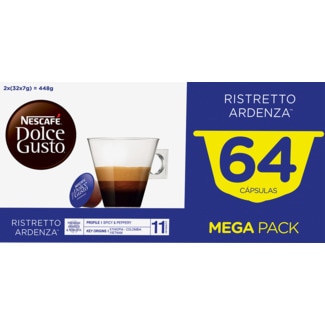 Café Ristretto Ardenza Intensidade 11 Mega Pack embalagem 64 cápsulas - Nescafé Dolce Gusto