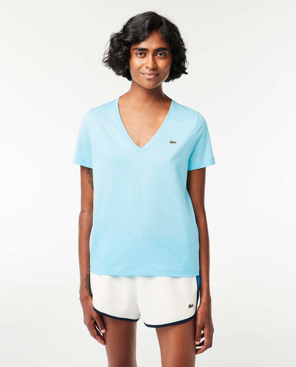 Imagem 0 de T-shirt Loose Fit com Manga Curta e Decote em Bico