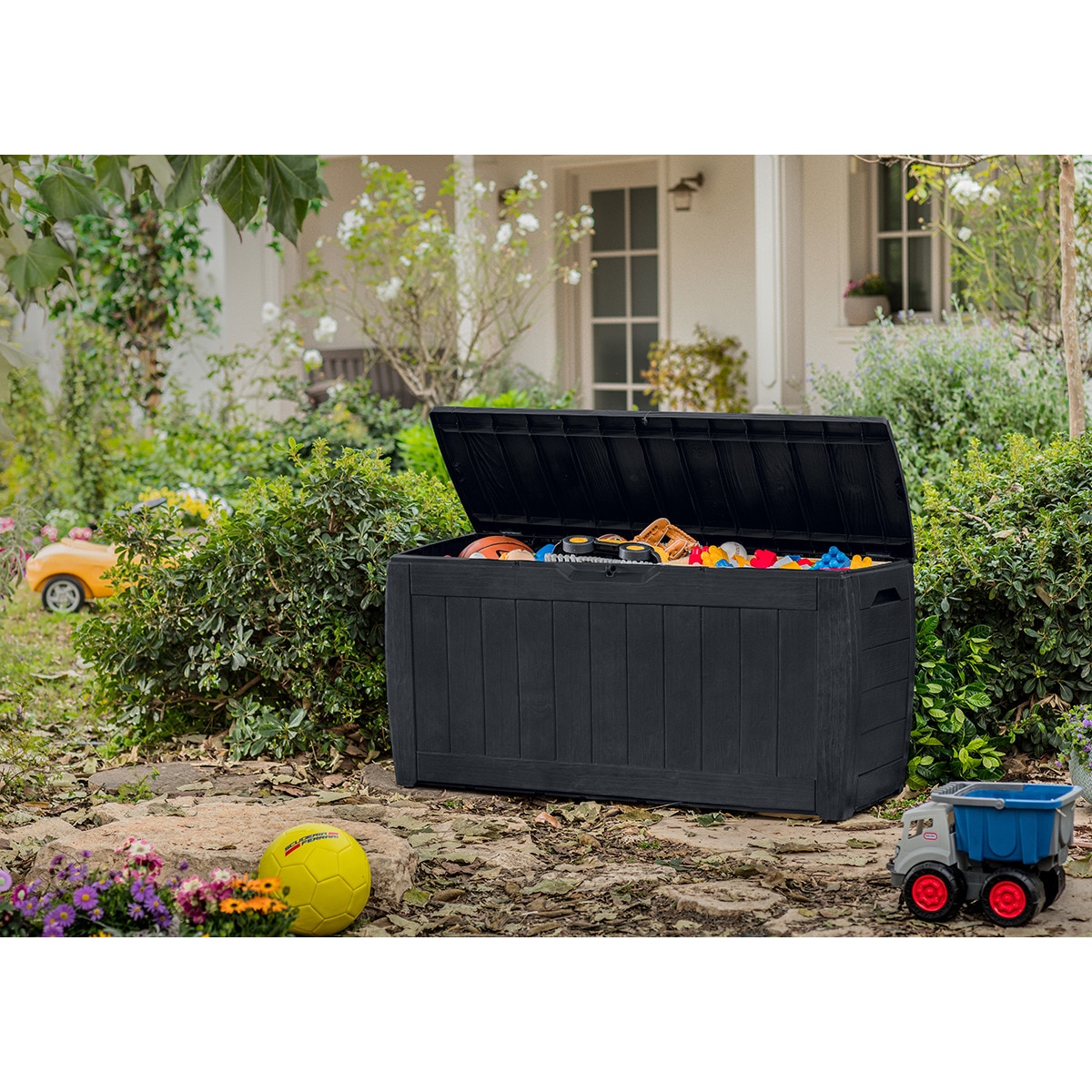 Arcón de jardín resina, 270 litros, 118 x 17 x 45 cm Marrón-5