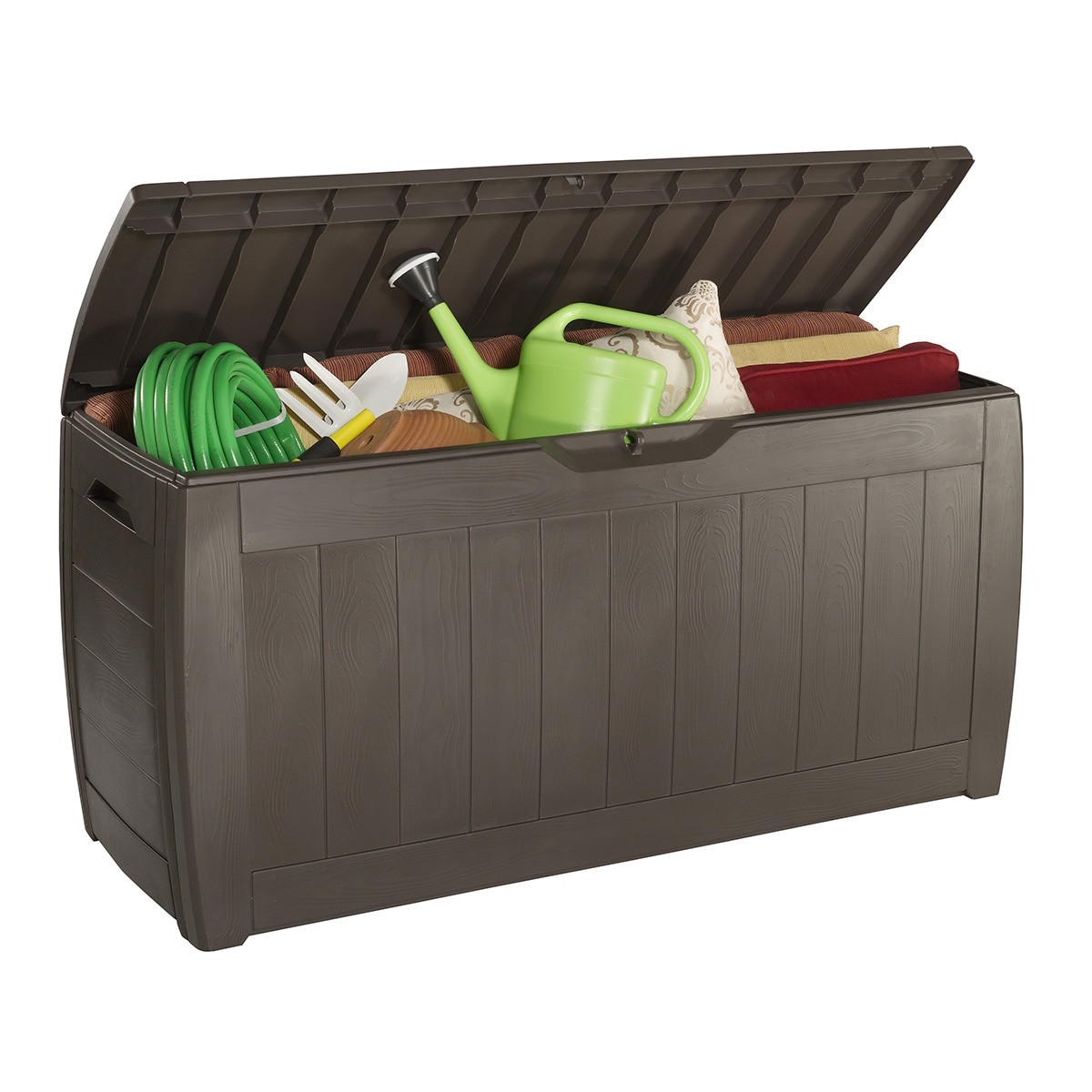 Arcón de jardín resina, 270 litros, 118 x 17 x 45 cm Marrón-4