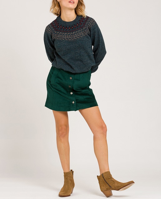 Imagen 0 de Falda corta de pana mujer con apertura de botones dorados en el centro