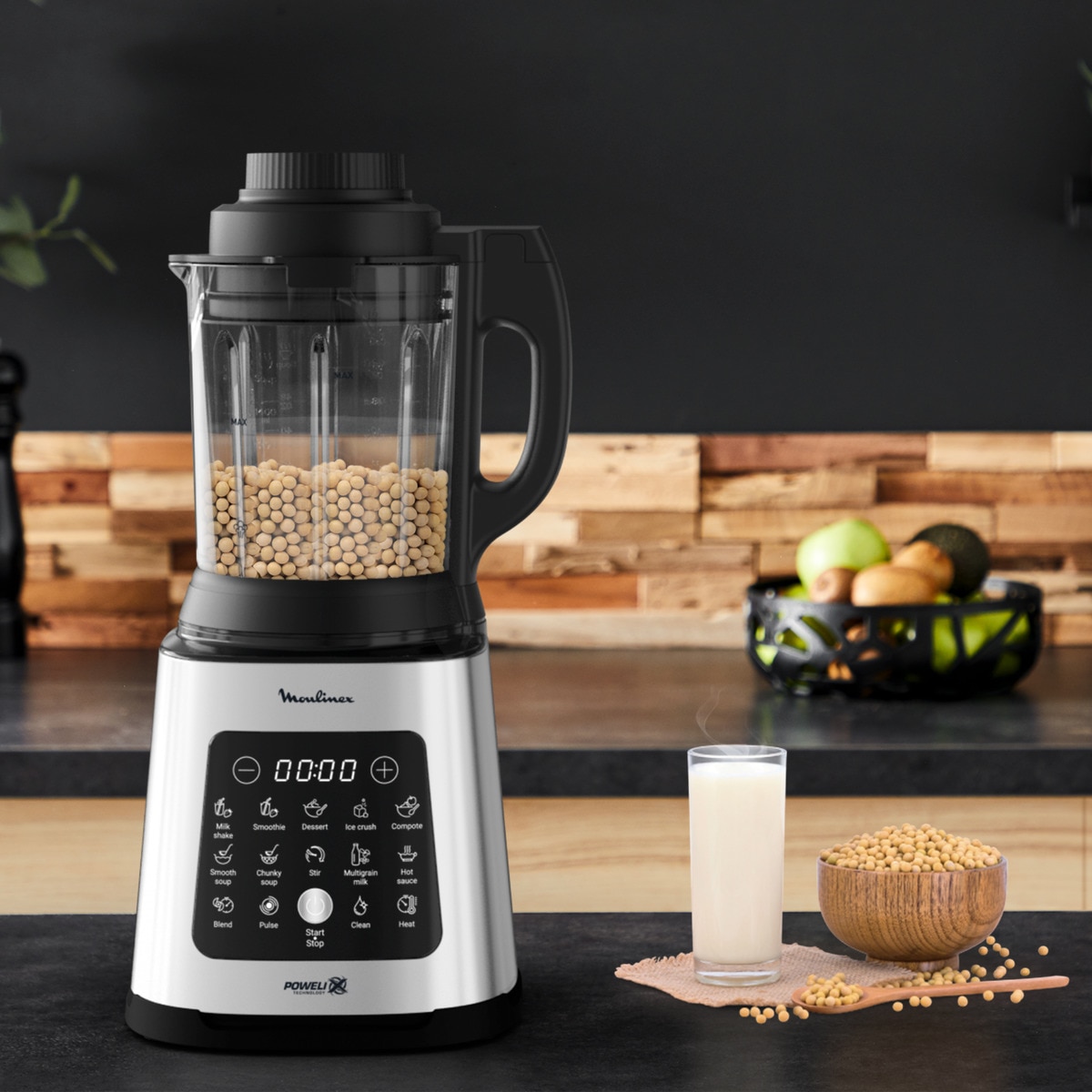 Batidora de Vaso Moulinex PerfectMix Cook LM835D, Cuchillas Powelix Negro-8