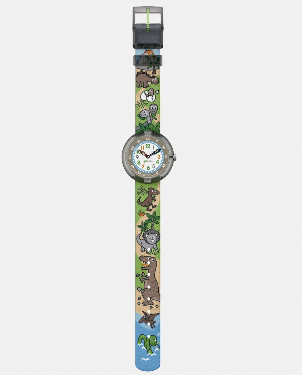 Reloj de niño Sauruses Return FBNP048 de PET reciclado verde con estampados Verde-2
