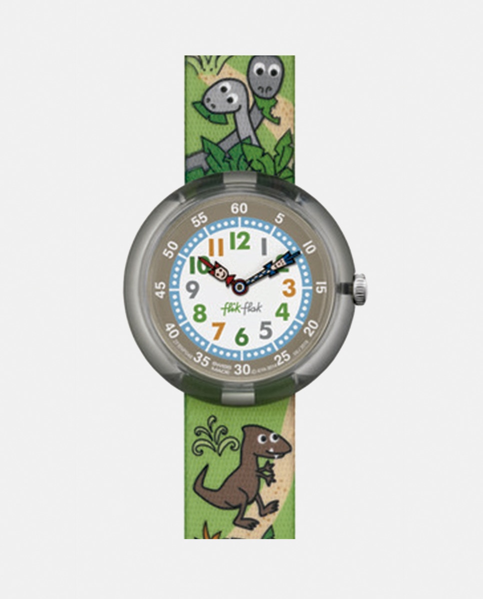 Reloj de niño Sauruses Return FBNP048 de PET reciclado verde con estampados Verde-1