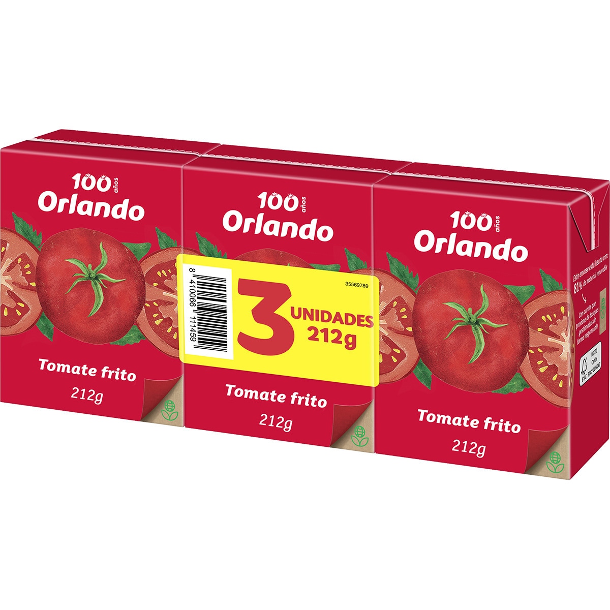 tomate frito sin gluten pack 3 envase 212 g