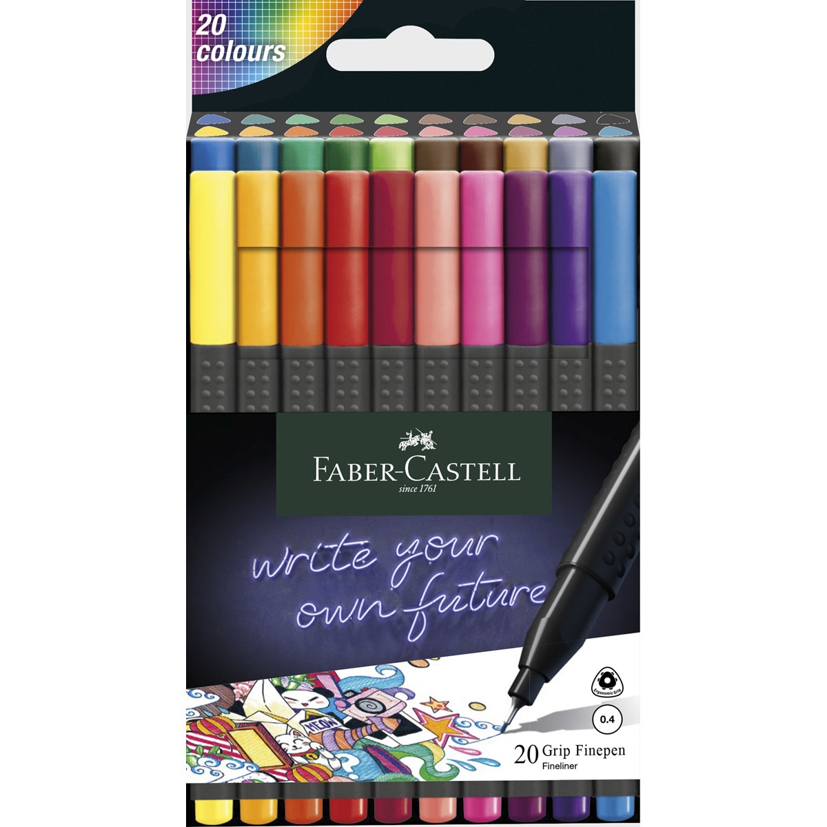 Pack 20 rotuladores Finepen 04,mm Faber-Castell multicolor Multicolor-1