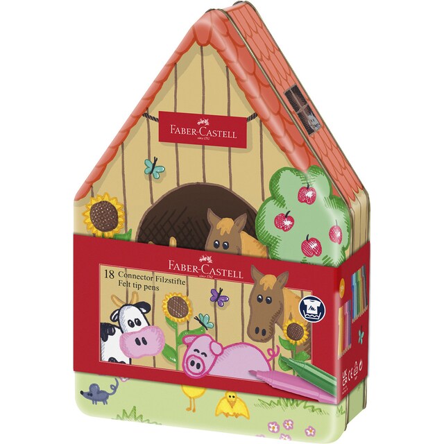 Imagen 0 de Estuche de metal "Granja" con 18 rotuladores Connector