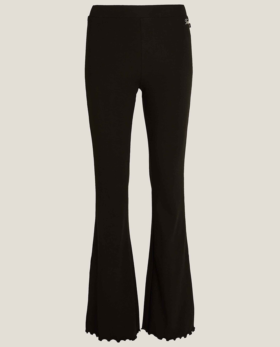 Calças Flare Fit com Cintura Subida Preto-6