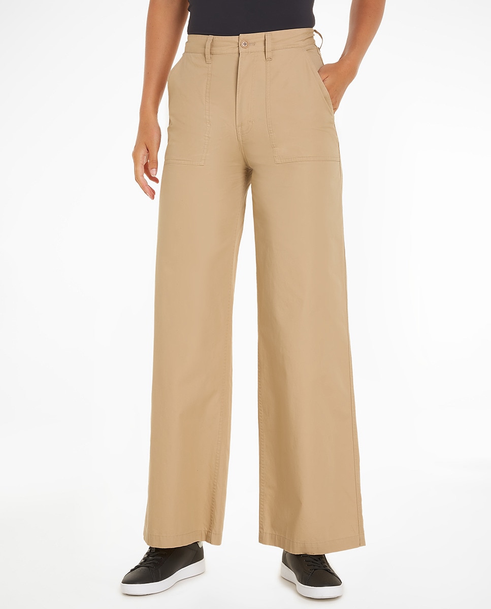 Calças Claire Wide Leg com Cintura Subida Camel-1