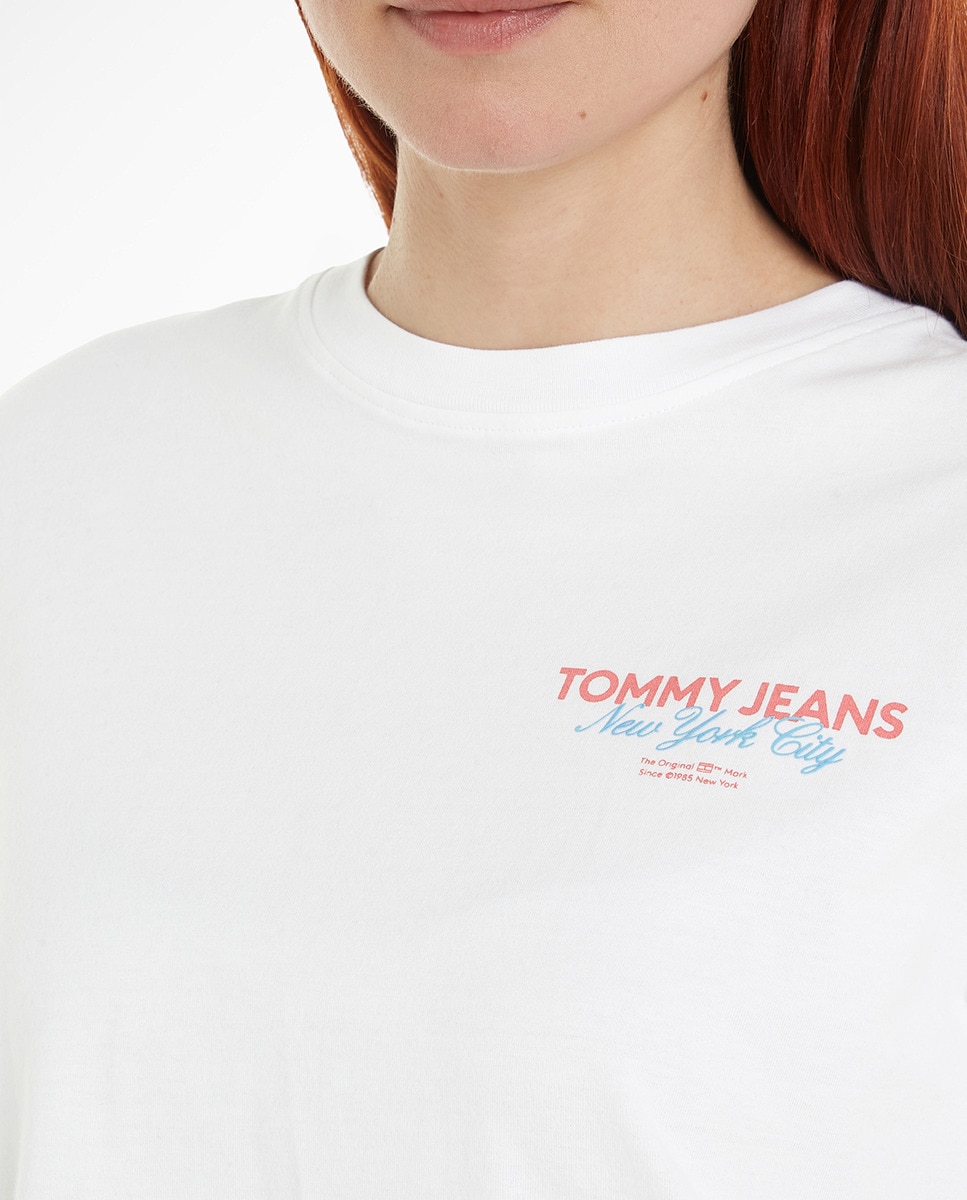 T-shirt Boxy Fit com Manga Curta Branco-3
