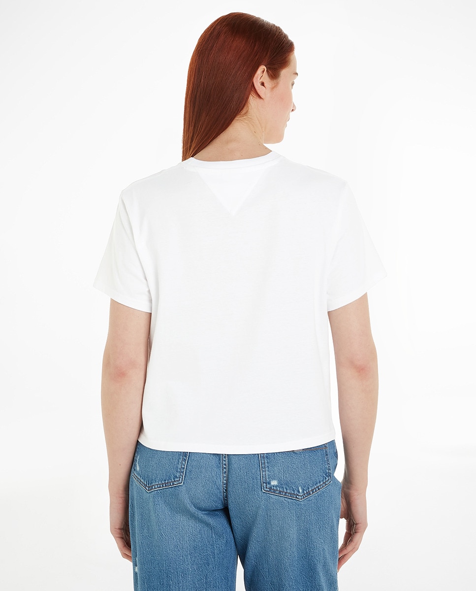 T-shirt Boxy Fit com Manga Curta Branco-2