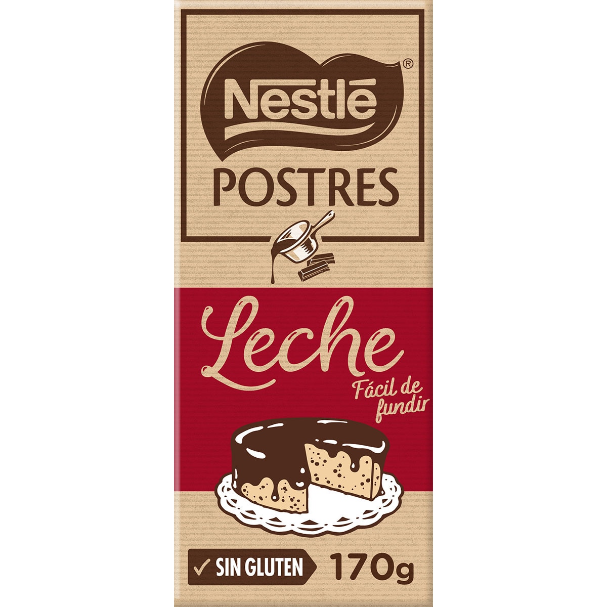 chocolate con leche para repostería fácil de fundir sin gluten tableta 170 g