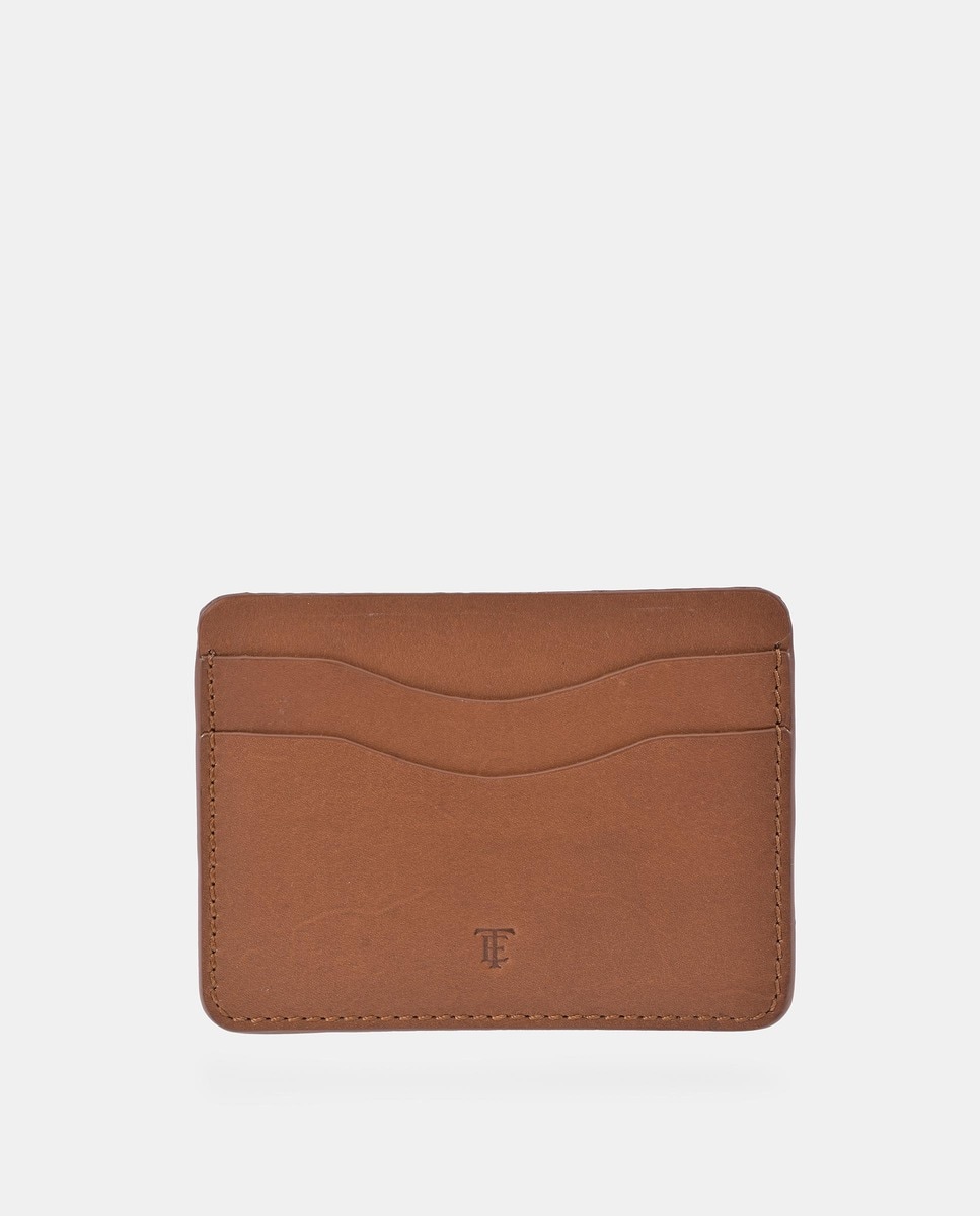 Porta-Cartões em Pele Mate - Castanho-Claro Castanho-1