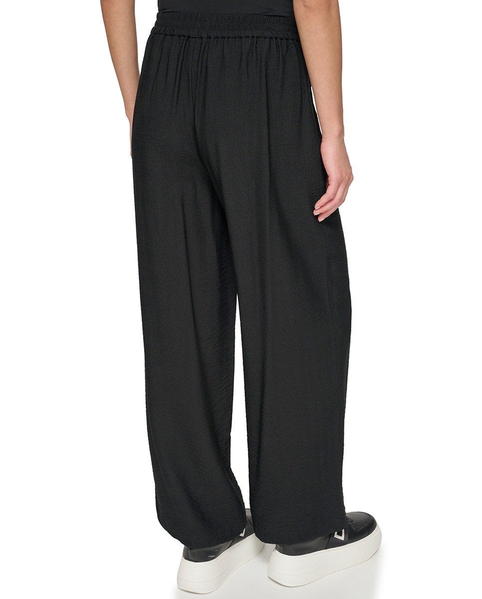 Calças Casual Regular Lisas Preto-3