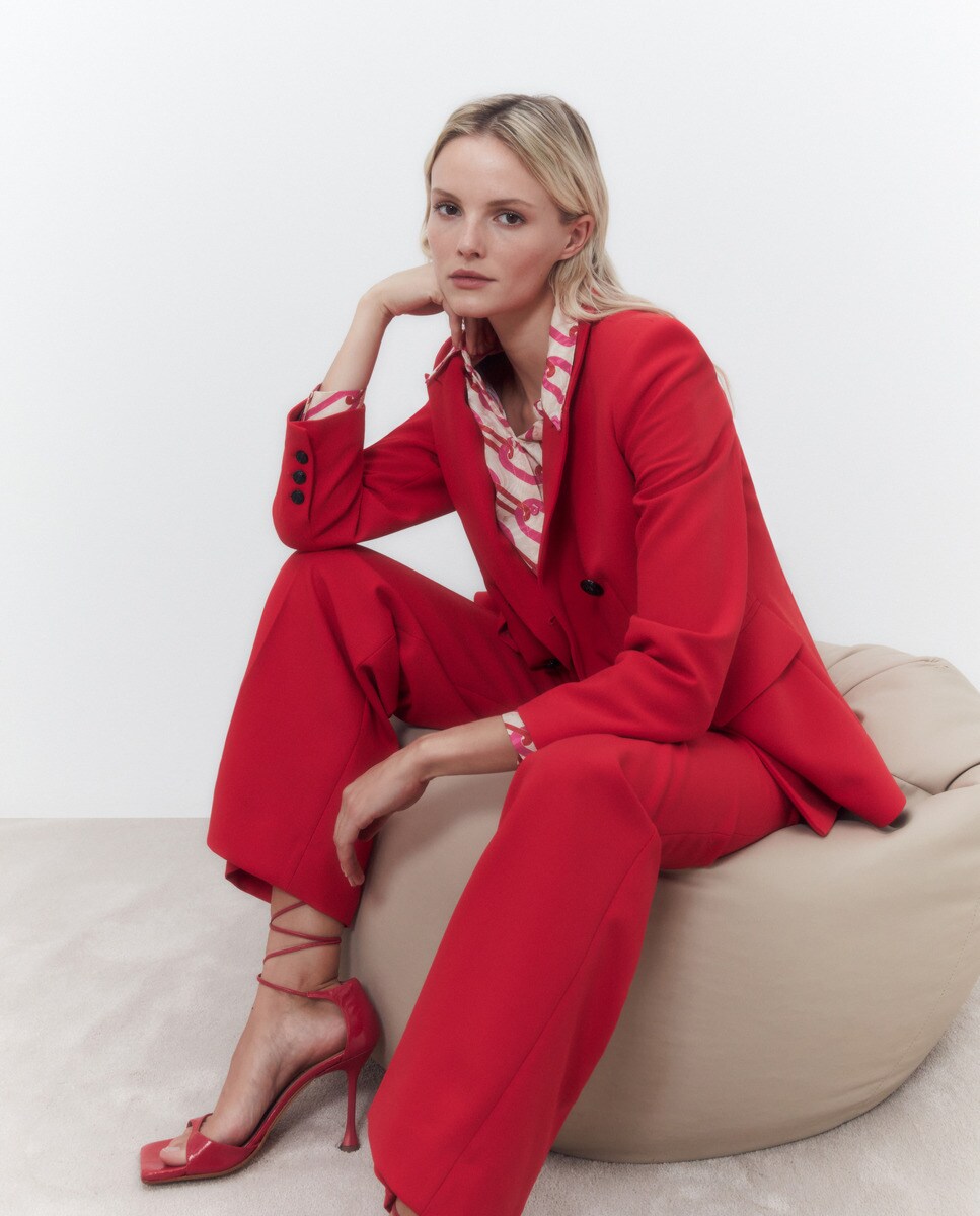 Blazer uni à fermeture croisée