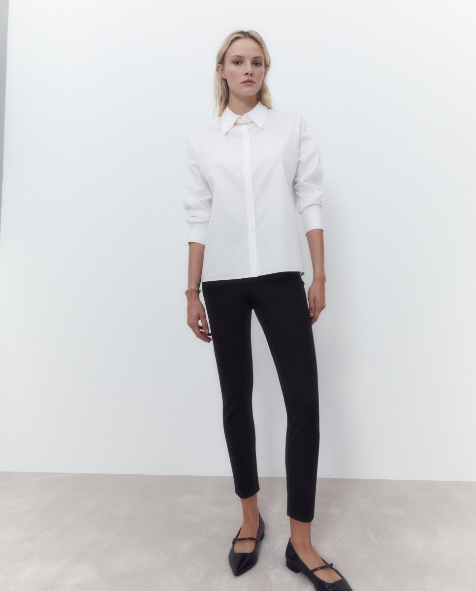 Leggings avec bouton à la taille