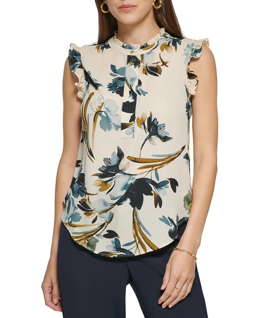 Imagen 0 de Blusa de mujer sin mangas y cuello redondo