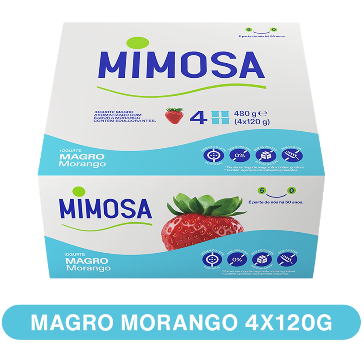 Iogurte Aroma Morango Magro Pack 4 embalagem 120 g