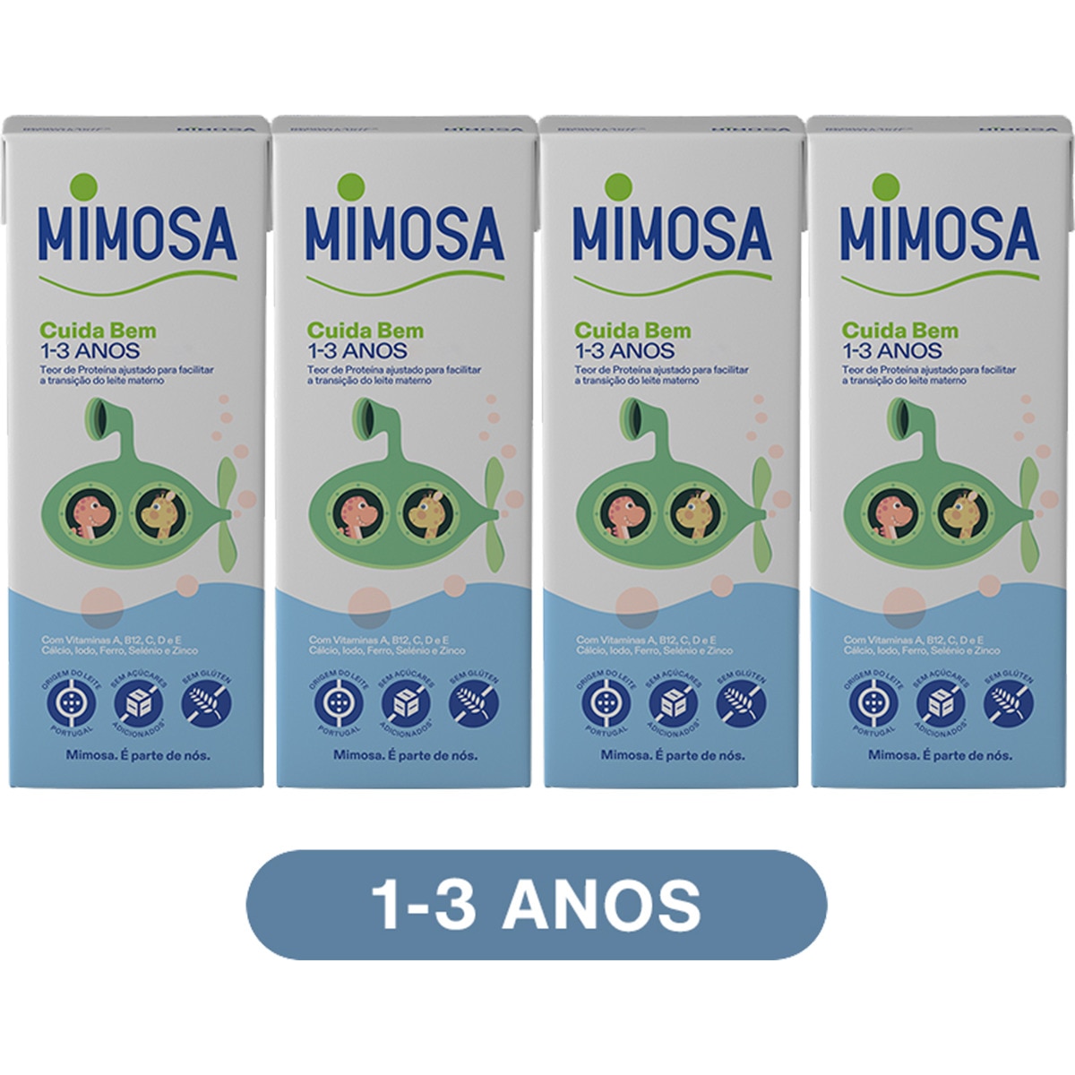 Leite sem Lactose Meio Gordo 1-3 Anos Cuida Bem Pack 4 embalagem 200 ml
