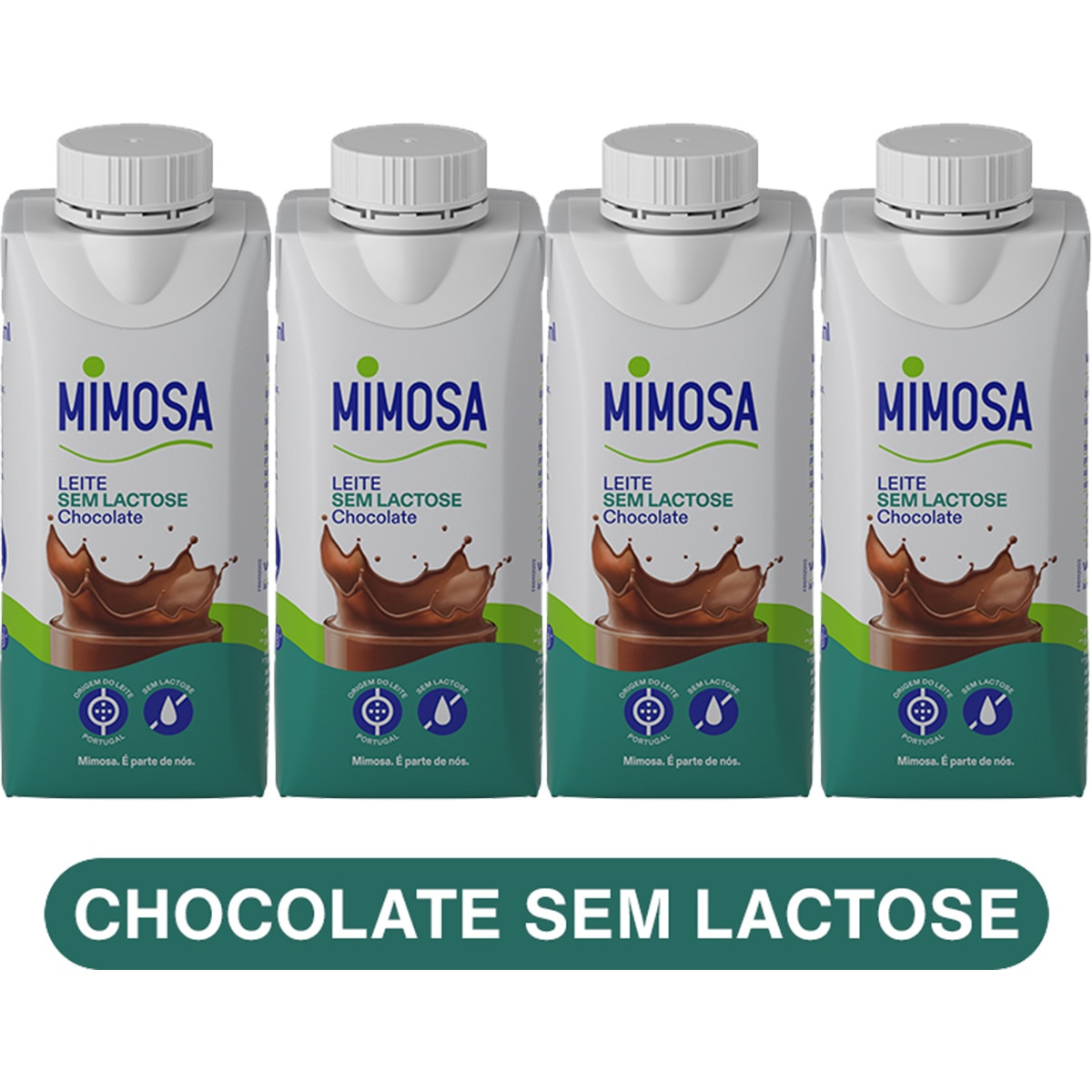 Leite Chocolate sem Lactose Meio Gordo Pack 4 embalagem 200 ml