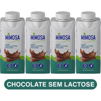 Leite Chocolate sem Lactose Meio Gordo Pack 4 embalagem 200 ml - Mimosa