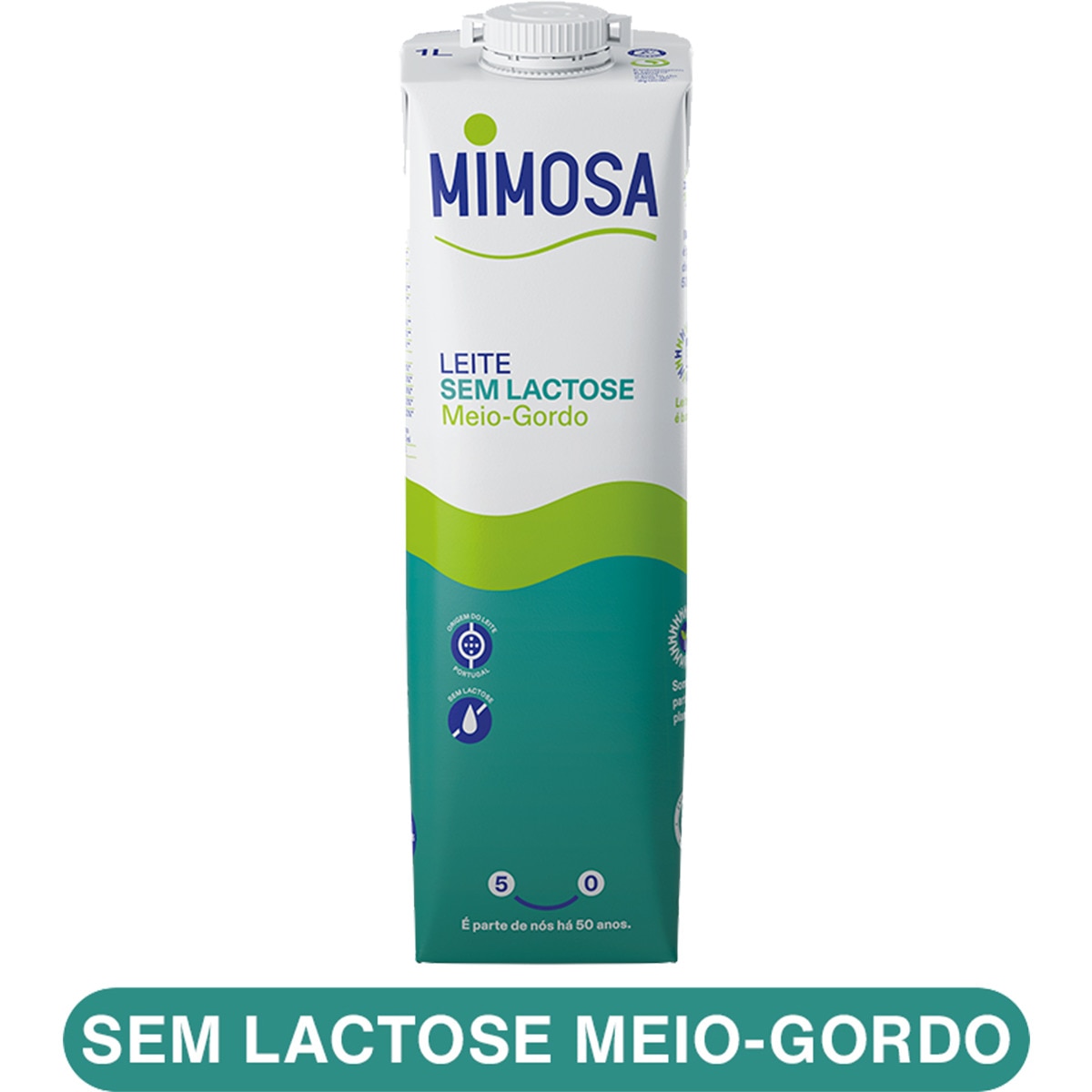 Leite sem Lactose Meio Gordo embalagem 1 L
