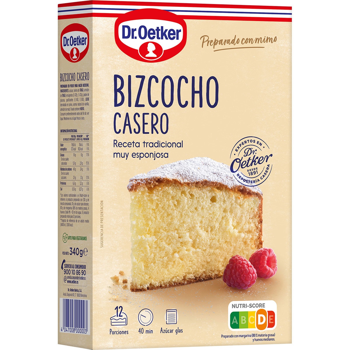bizcocho casero receta tradicional muy esponjosa 12 porciones estuche 340 g