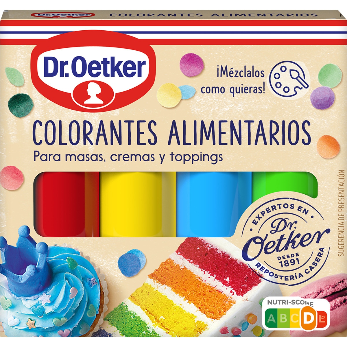 colorantes alimentarios 4 colores en gel para masas y toppings estuche 40 g