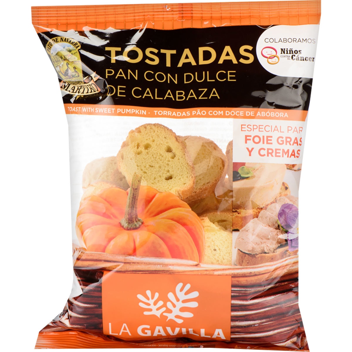 tostadas de pan dulce con calabaza especiales para foies y cremas bolsa 100 g