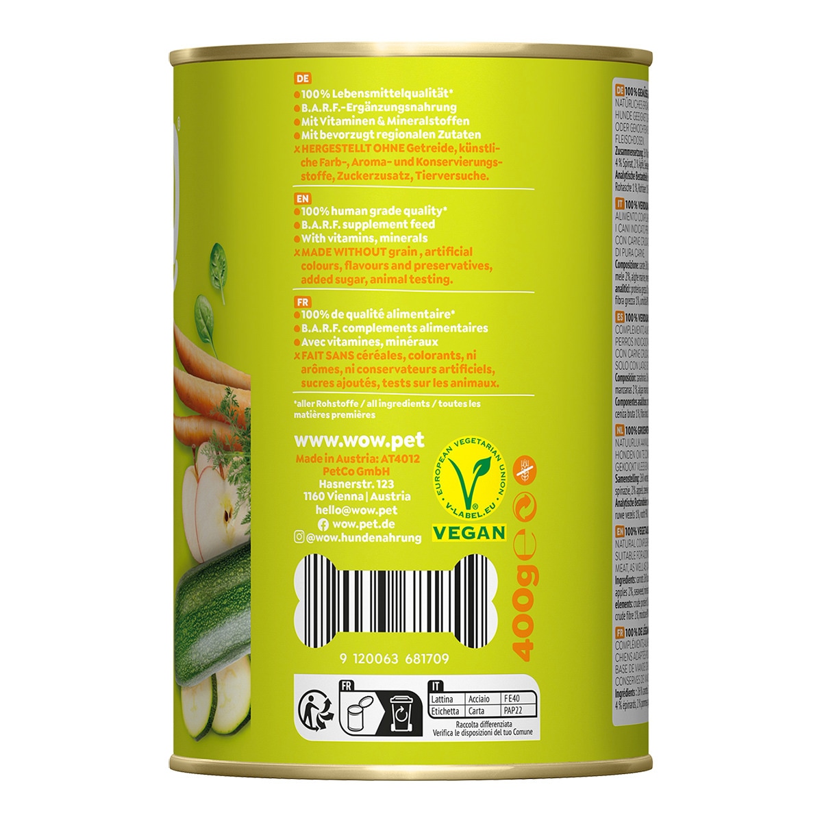 Comida húmeda para perros adultos Wow 100% verduras y frutas 400 g 2