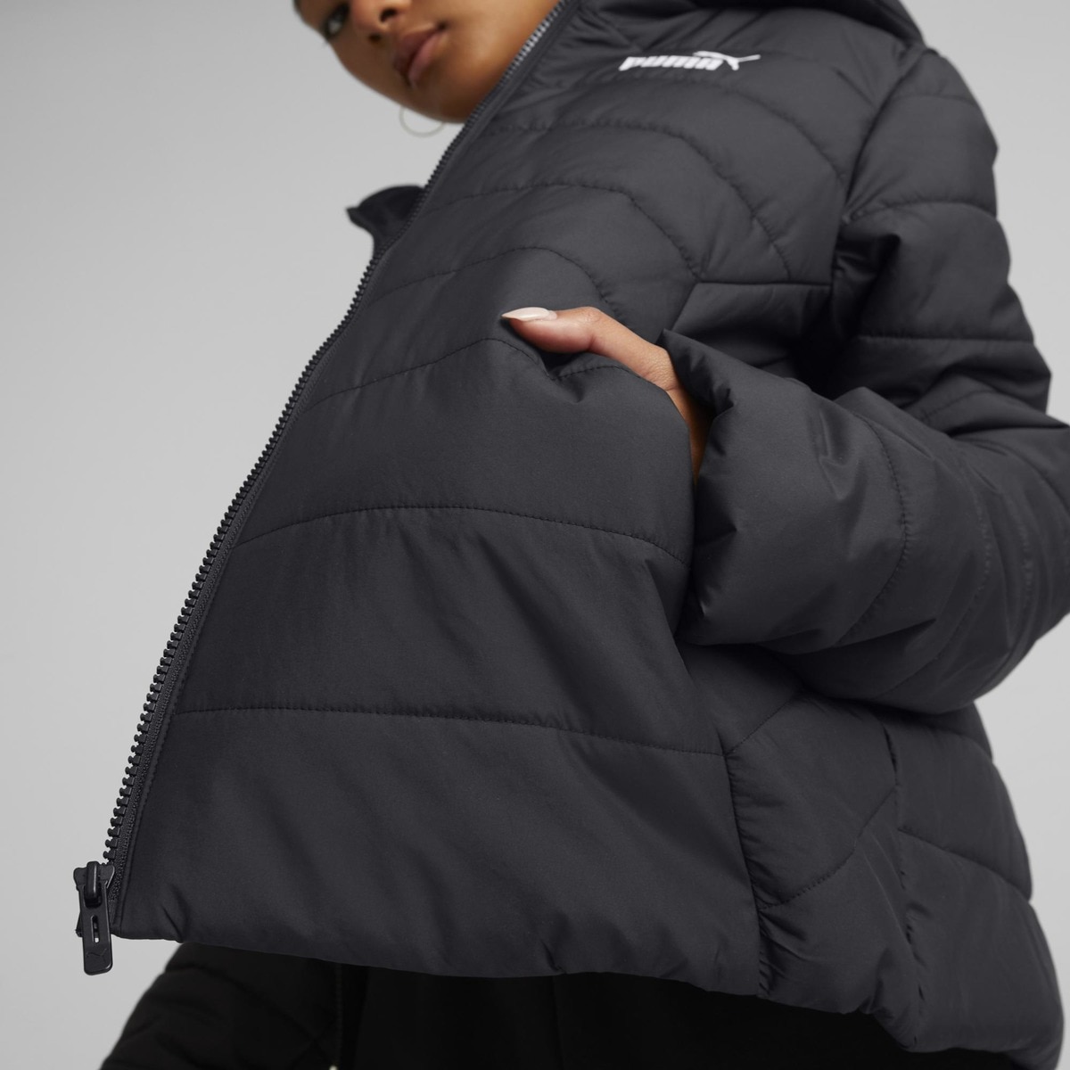 Casaco de Mulher ESS Hooded Padded Preto-5